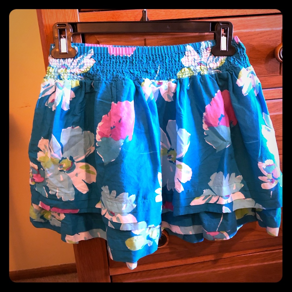 Aeropostale Blue Floral Skirt, Size Small